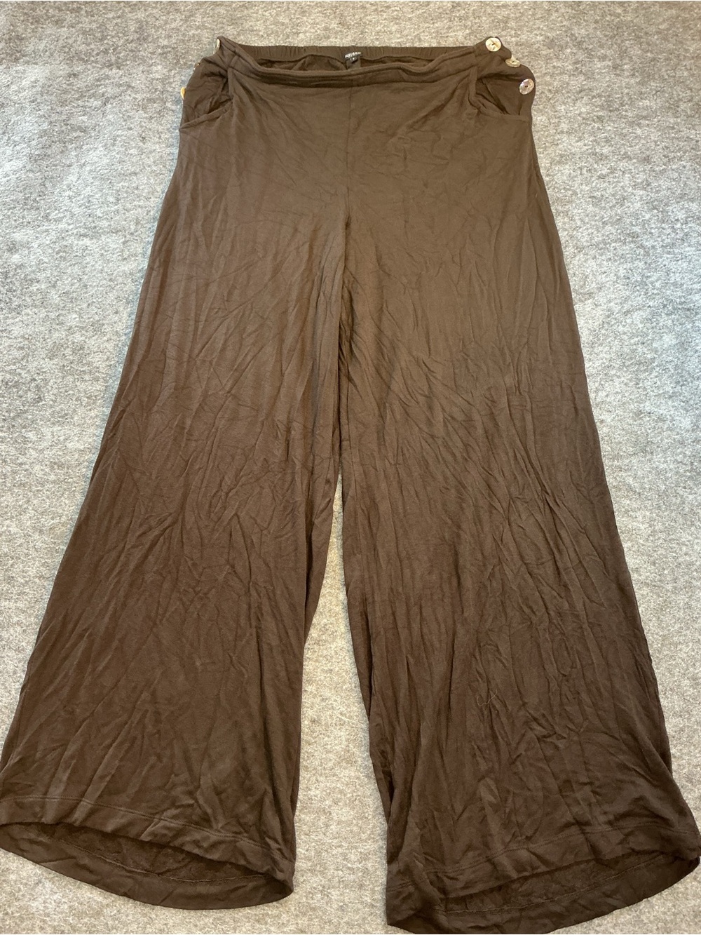 Bleusalt Wide-Leg Brown Women's Pant with Button Detail Size 6/ 3XL
